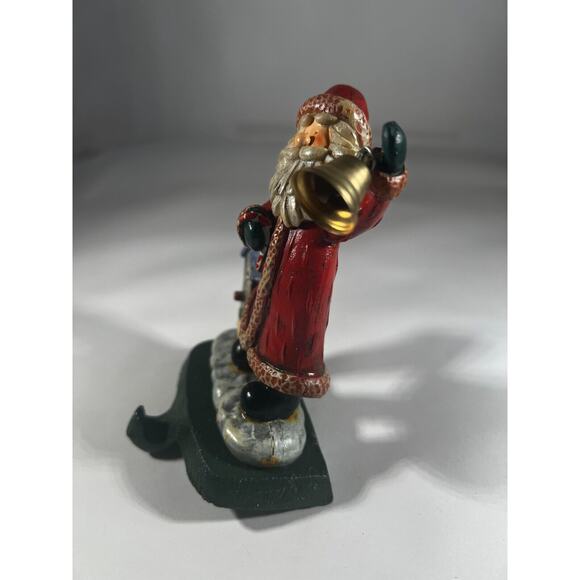 Vintage Christmas Stocking Holder K's Collection Santa Birdhouse Bell Metal - Picture 2 of 10